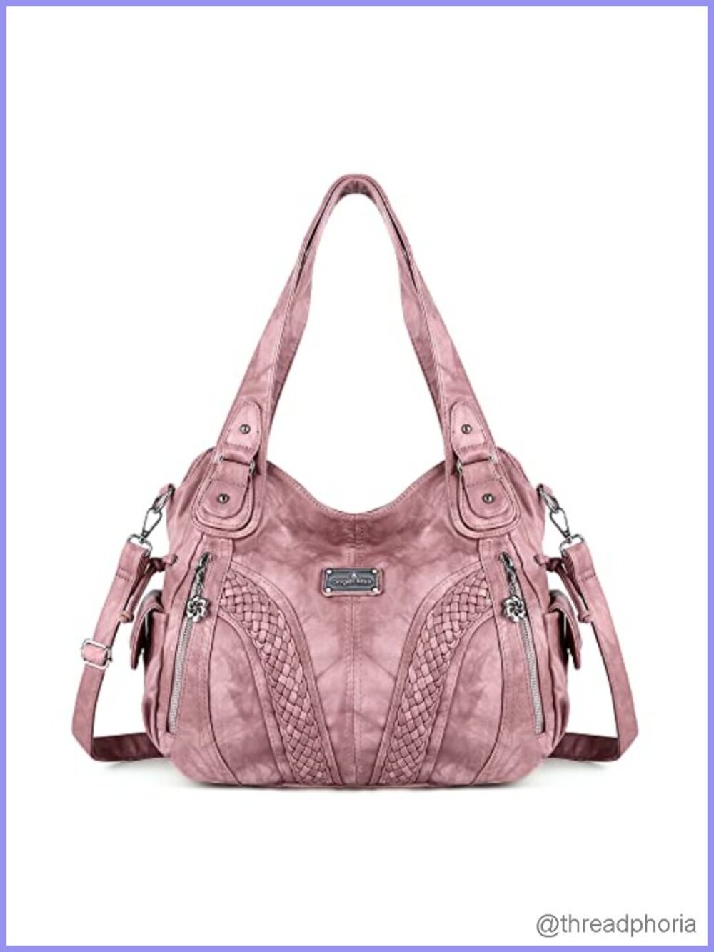Women's Faux Leather Tote Handbag Satchel PU Leather Shoulder Bag with